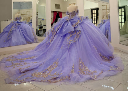 Princess Tulle Lace Beaded Lilac Quinceanera Dresses Ball Gown Sweet 15 Party Dress HE1210