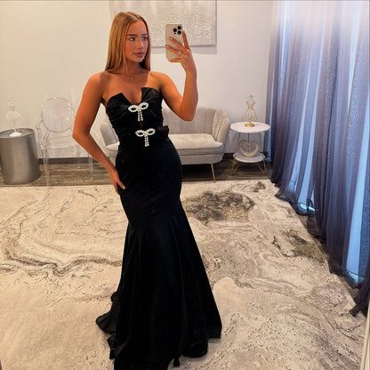 Mermaid Satin Sweetheart Prom Dresses Long Strapless Evening Party Gowns for Women HE1142