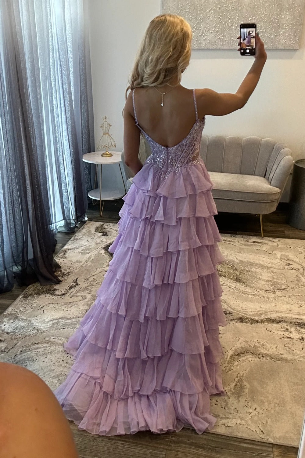 Off Shoulder A Line Corset Lace Appliqued Prom Dresses Long with Ruffled HE1090