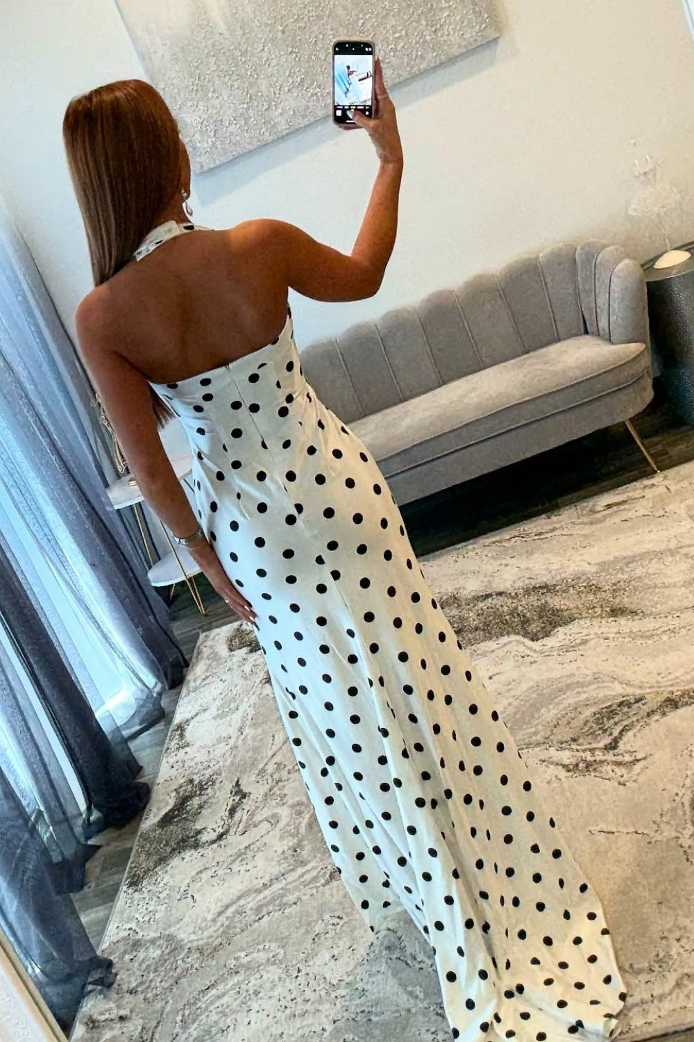 Satin Meerjungfrau Spitze Perlen V-Ausschnitt Schlitz Ballkleider lang für Frauen HE868