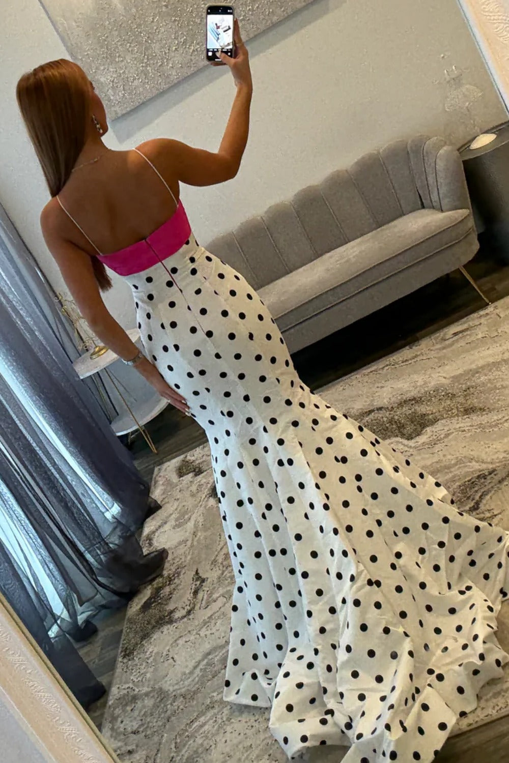 Satin Meerjungfrau Spitze Perlen V-Ausschnitt Schlitz Ballkleider lang für Frauen HE868