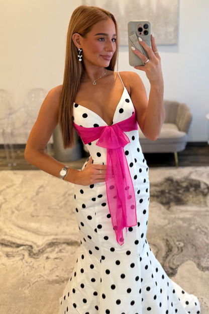 Satin Meerjungfrau Spitze Perlen V-Ausschnitt Schlitz Ballkleider lang für Frauen HE868