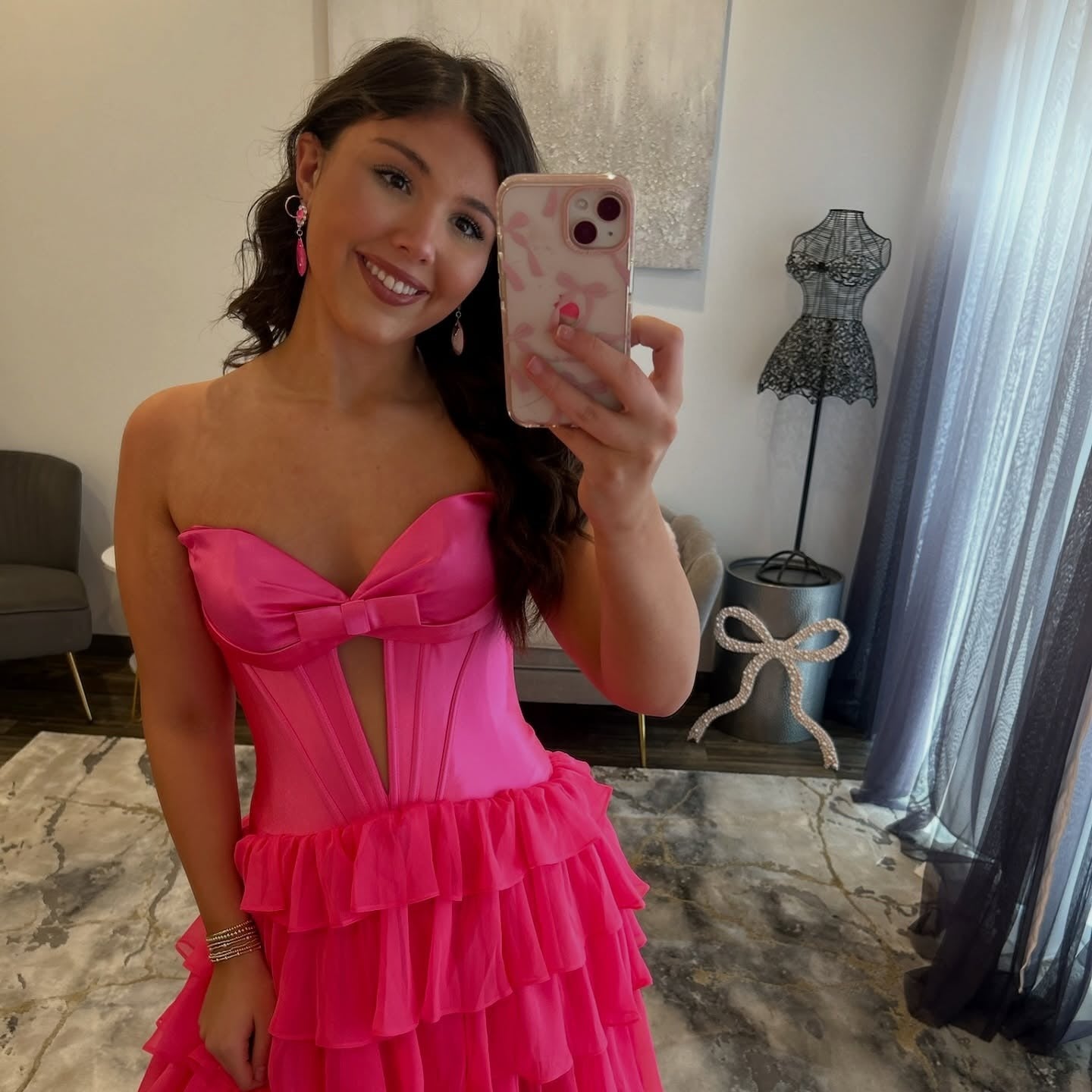 Sweetheart A Line Chiffon Tiered Prom Dresses Long Strapless Evening Party Gowns with Slit HE1373
