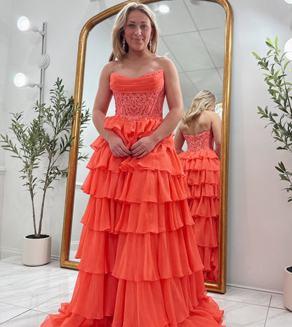 Vestido de noche largo de sirena con un hombro descubierto y lentejuelas brillantes, HE370