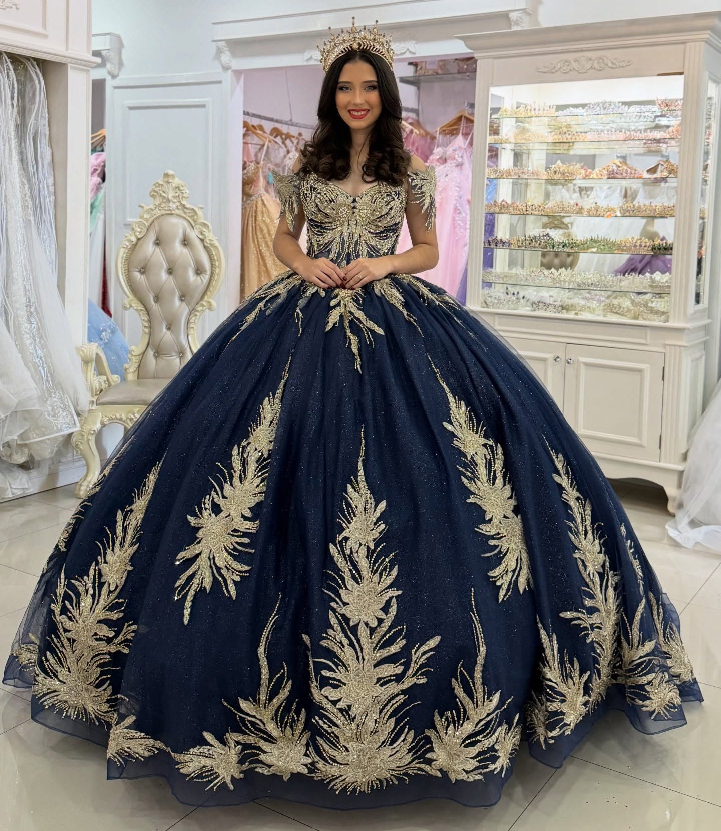 Off Shoulder Lace Appliqued Quinceanera Dresses Sweet 16 Princess Birthday Gowns HE1226