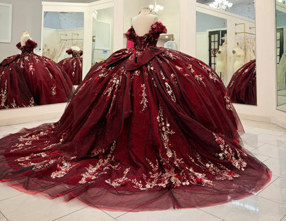 Vestidos de quinceañera con hombros descubiertos, tul princesa, apliques, vestidos de quinceañera HE530