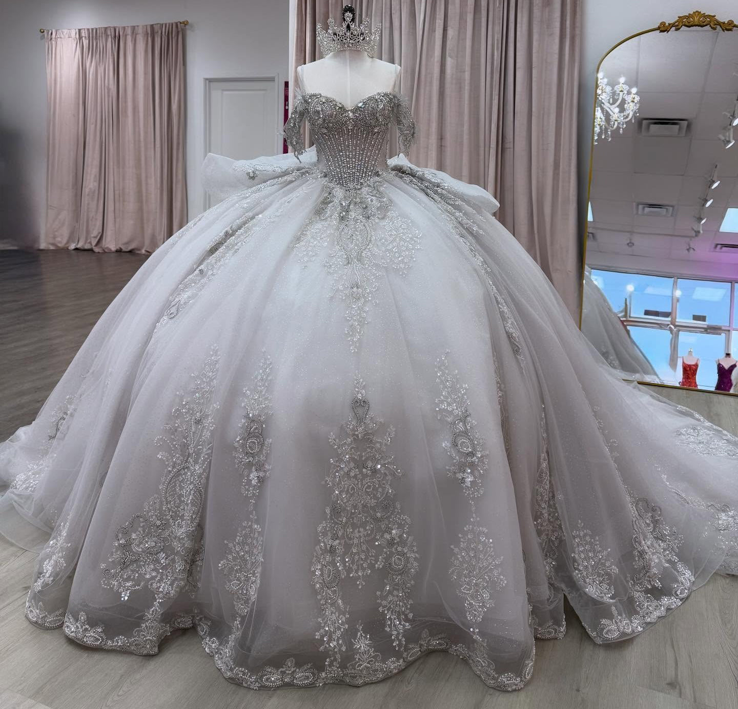 Off Shoulder Crystal Beaded Quinceanera Dresses Princess Corset Sweet