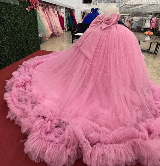 Tulle Ruffled Ball Gown Pink Quinceanera Dresses Gorgeous Sweet 16 Birthday Dress HE1224