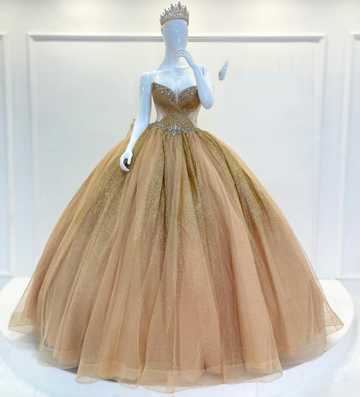 Glittery Tulle Sweet 15 Quinceanera Dresses Princess Ball Gown Birthday Party Gowns HE1383