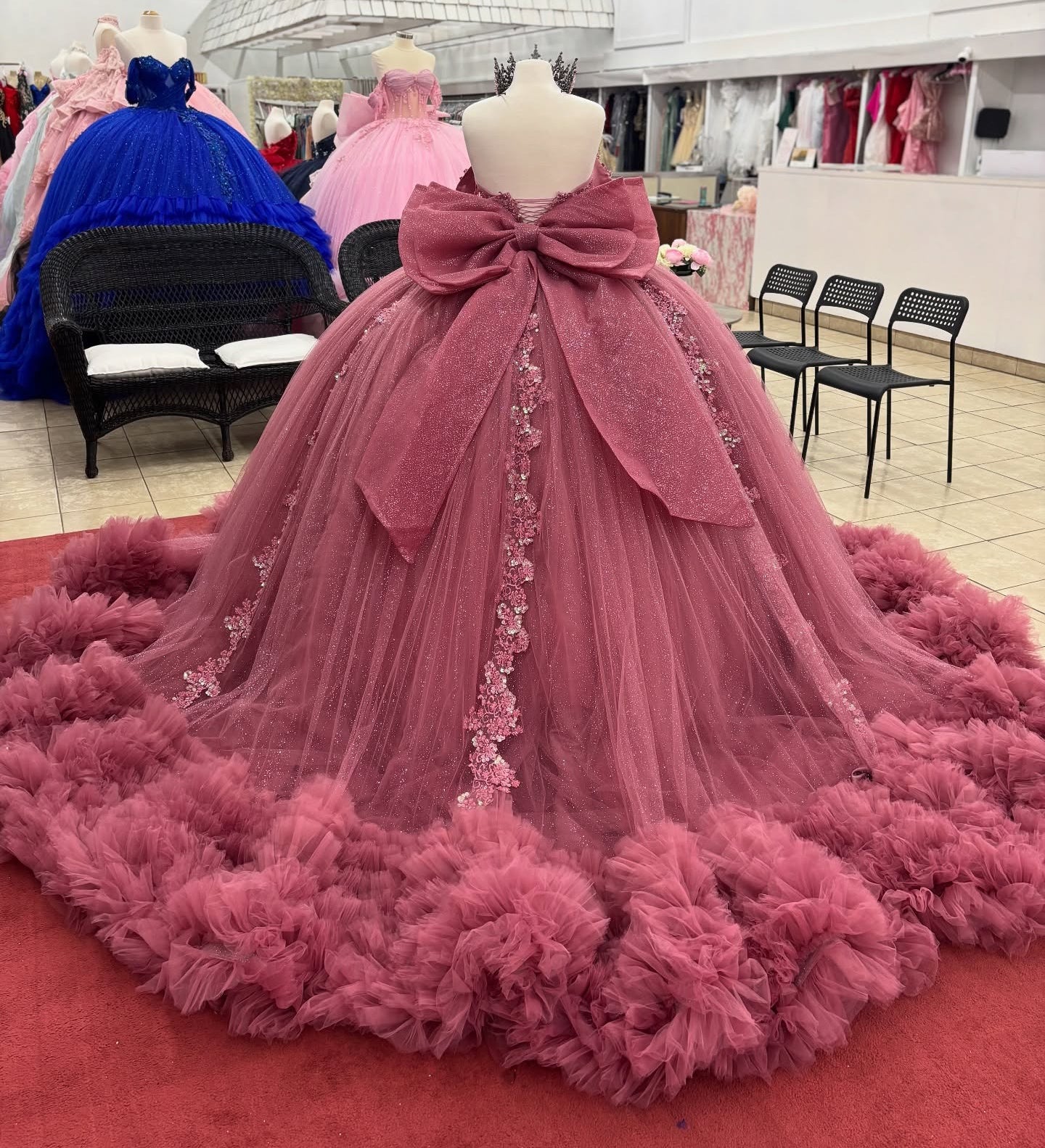 Princess Off Shoulder Tulle Ruffled Quinceanera Dresses Ball Gown Sweet 16 Party Gown HE1218