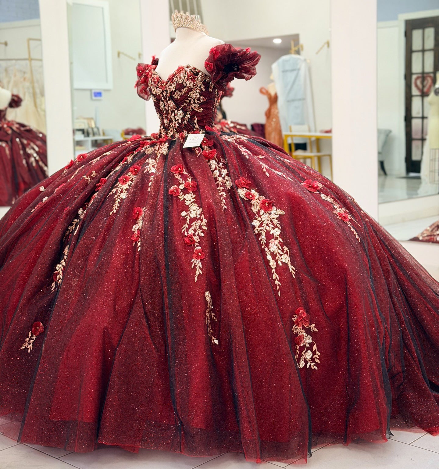 Vestidos de quinceañera con hombros descubiertos, tul princesa, apliques, vestidos de quinceañera HE530