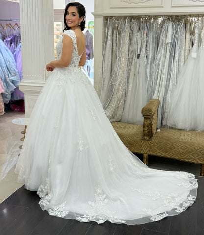 Lace Appliqued A Line Wedding Dresses for Bride Tulle Corset Boho Wedding Gowns HE1345