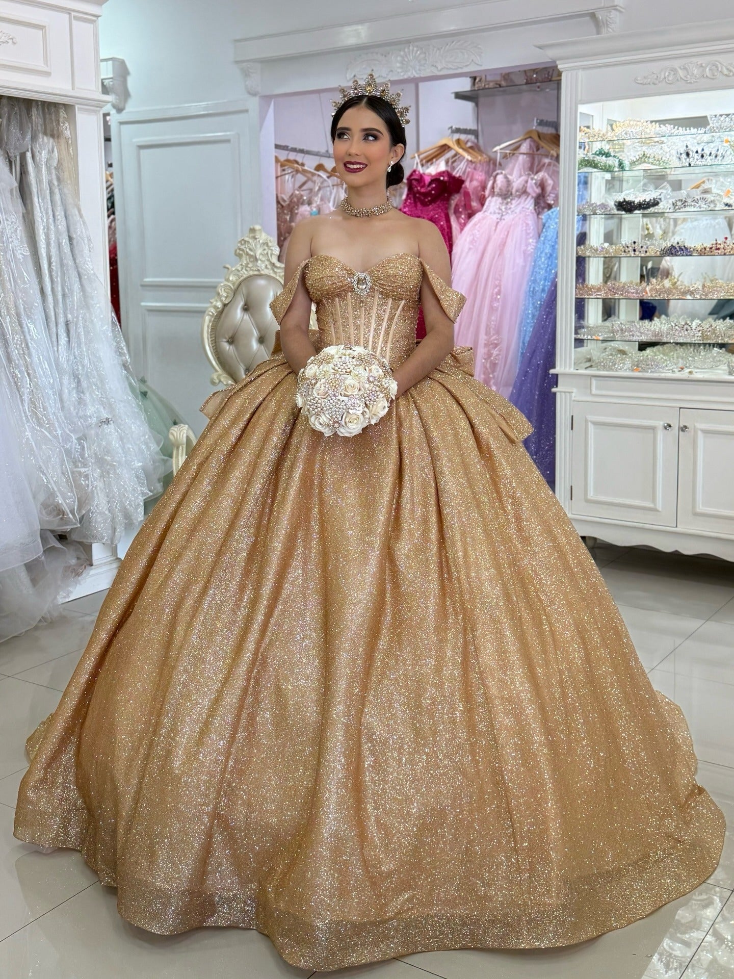 Vestidos de quinceañera con hombros descubiertos, tul princesa, apliques, vestidos de quinceañera HE530