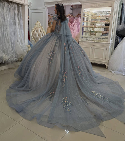 Glittery Tulle Lace Beaded Quinceanera Dresses Ball Gown Sweet 16 Party Dresses HE1227