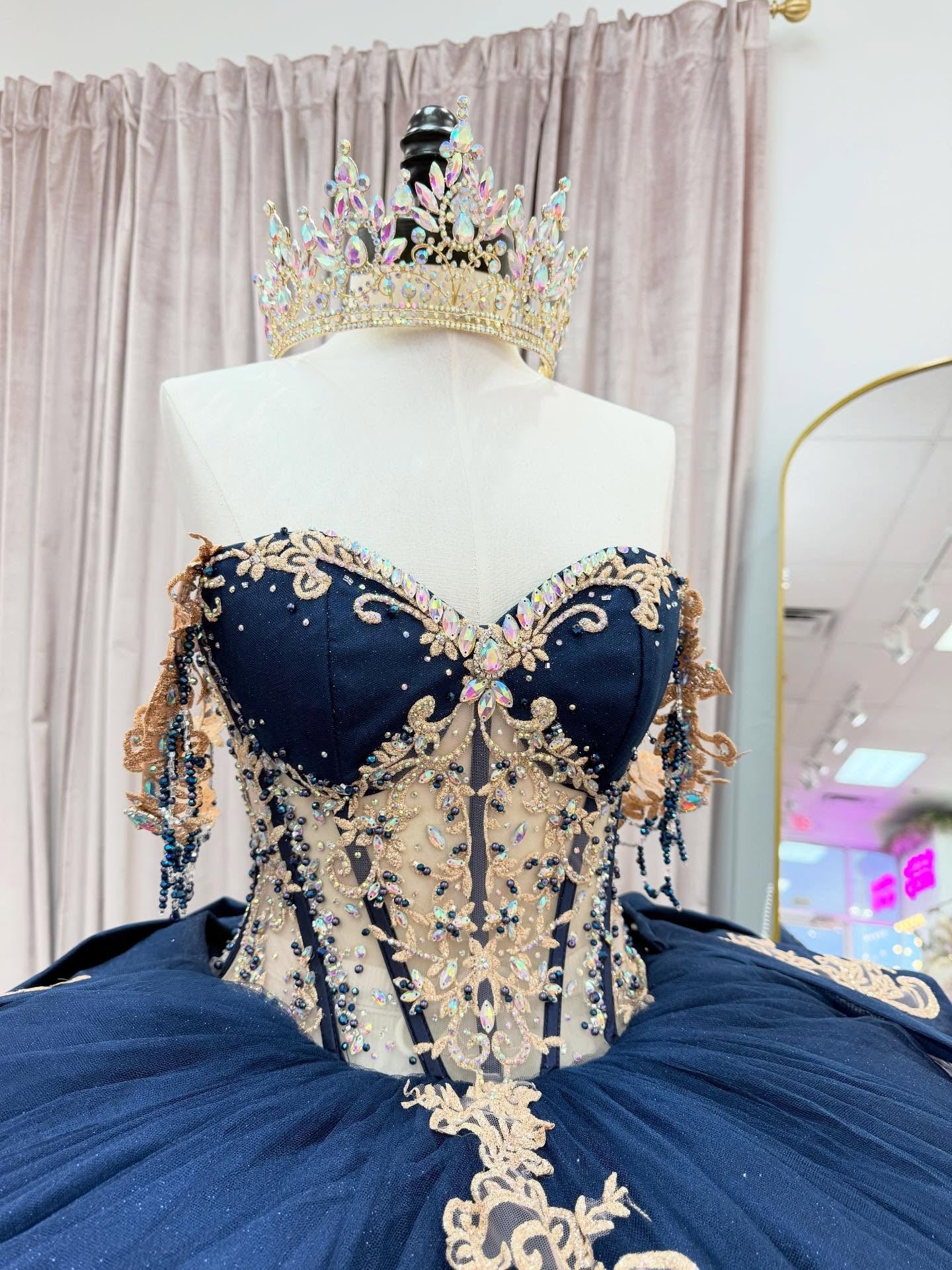 Princess Tulle Appliqued Beaded Quinceanera Dresses Corset Sweet 15 Party Gown HE1291