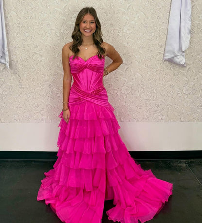 Vestido de noche largo de sirena con un hombro descubierto y lentejuelas brillantes, HE370