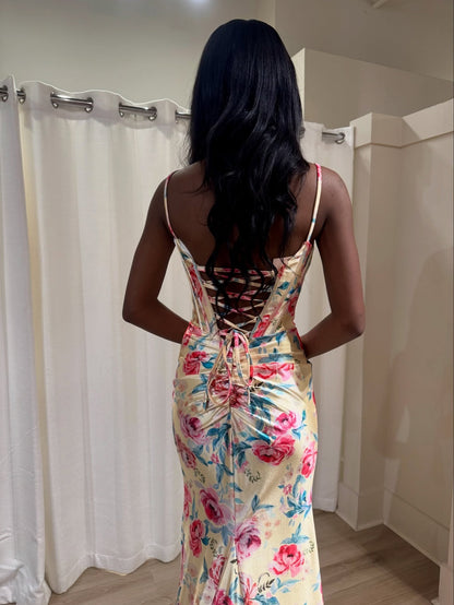 Vestido de noche largo de sirena con un hombro descubierto y lentejuelas brillantes, HE370