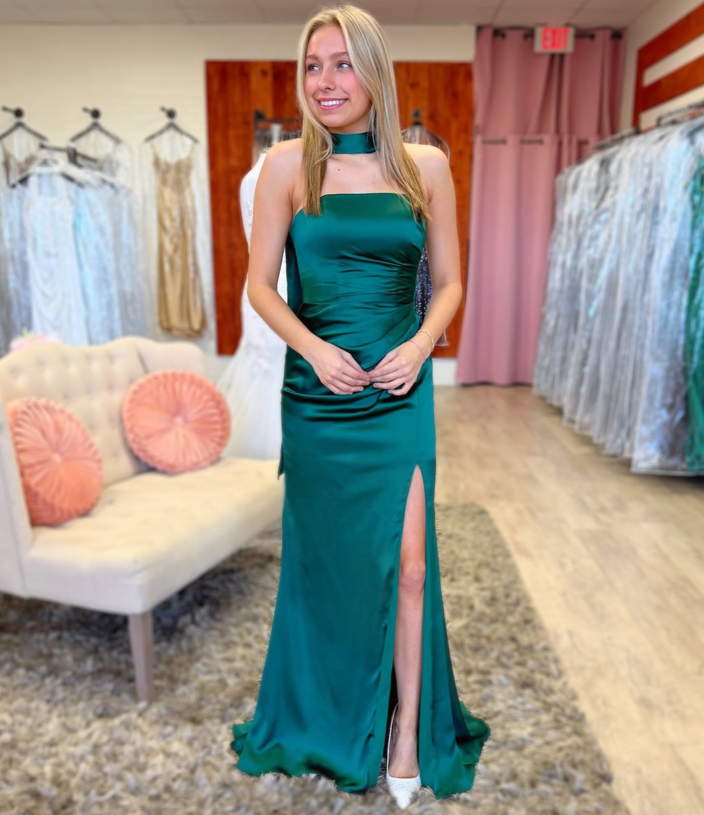 Mermaid Satin Strapless Long Prom Dresses with Slit Sweetheart Party Gowns for Women HE1329