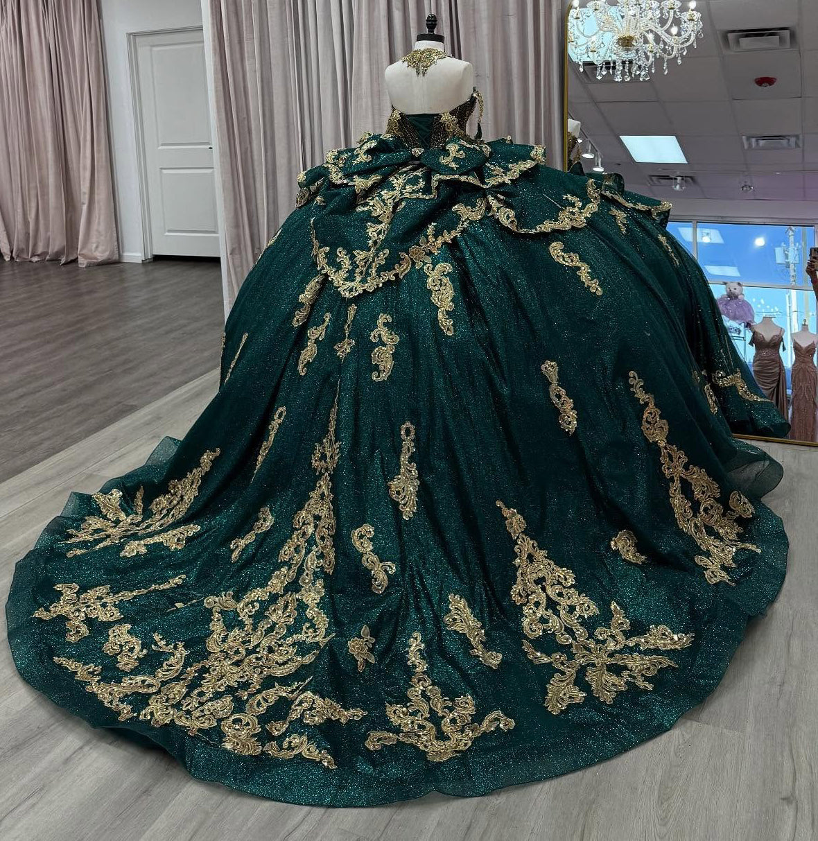 Off Shoulder Tulle Lace Green Quinceanera Dresses Ball Gown Sweet 15 Party Dress HE1298