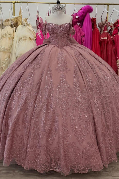 Princess Off Shoulder Tulle Beaded Quinceanera Dresses Sweet 15 Birthday Party Gown HE1290