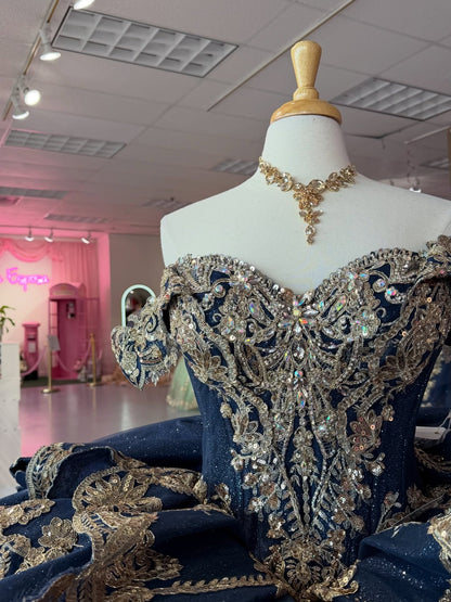 Ball Gown Princess Lace Appliqued Quinceanera Dresses Sweet 16 Birthday Photoshoot Gown HE1306