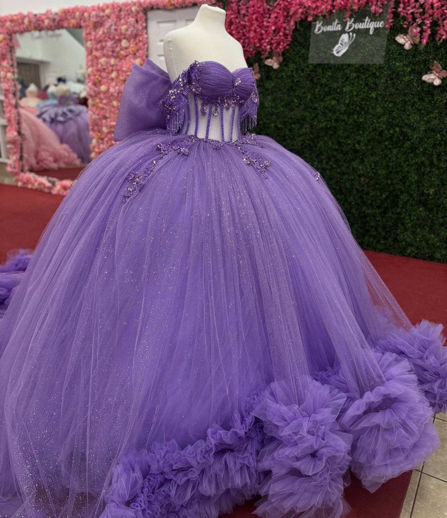 Ball Gown Tulle Corset Sweet 15 Quinceanera Dresses Off Shoulder Birthday Party Dress HE1221