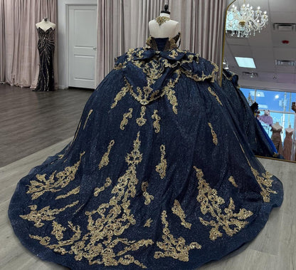 Glittery Sweet 16 Quinceanera Dresses Princess Tulle Appliqued Beaded Party Gowns HE1297