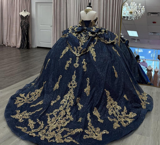 Glittery Sweet 16 Quinceanera Dresses Princess Tulle Appliqued Beaded Party Gowns HE1297