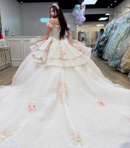 Princess Sweet 15 Quinceanera Dresses Tulle Appliquedd Birthday Party Gowns HE1289