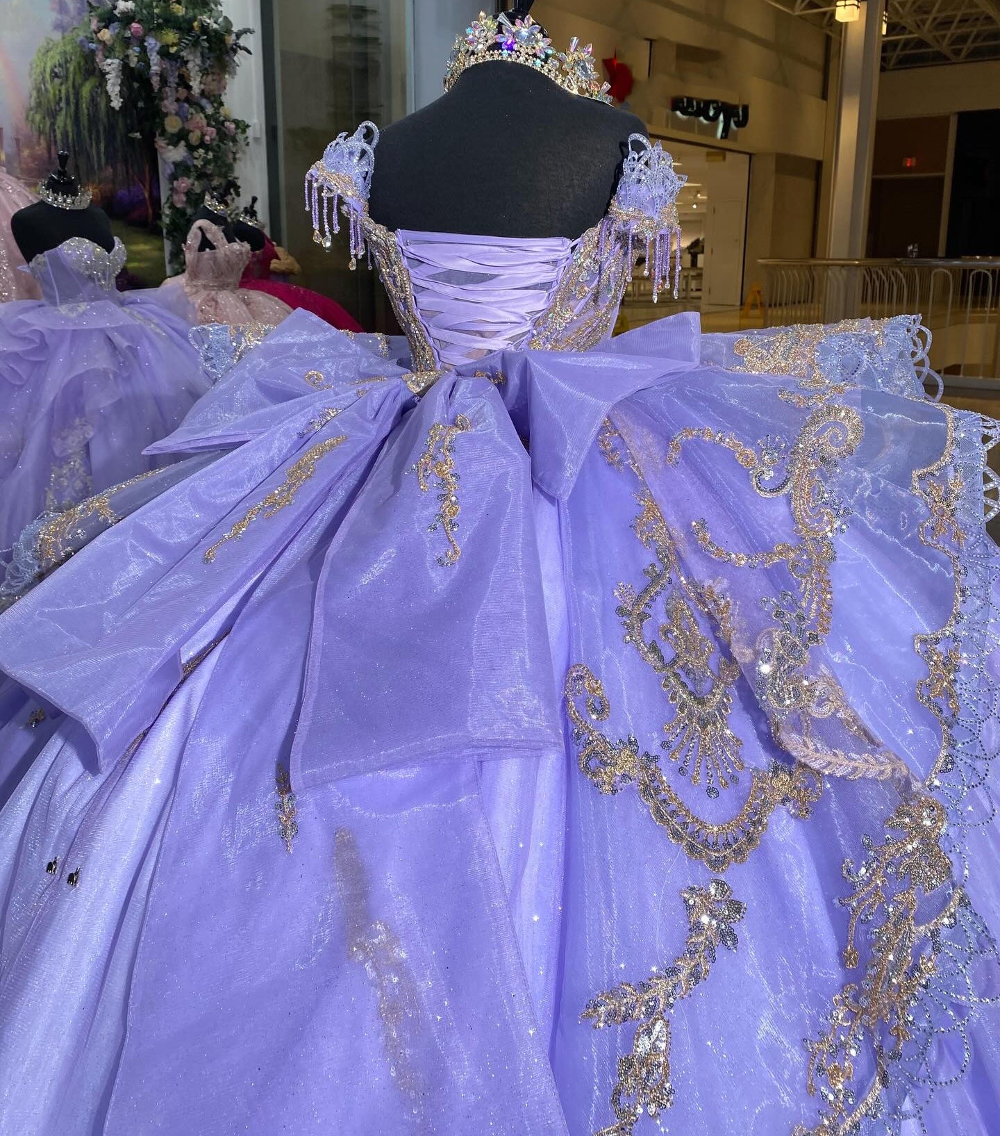 Off Shoulder Lace Beaded Lilac Quinceanera Dresses Corset Party Gowns for Sweet 15 HE1307