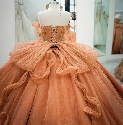 Vestidos de quinceañera con hombros descubiertos, tul princesa, apliques, vestidos de quinceañera HE530