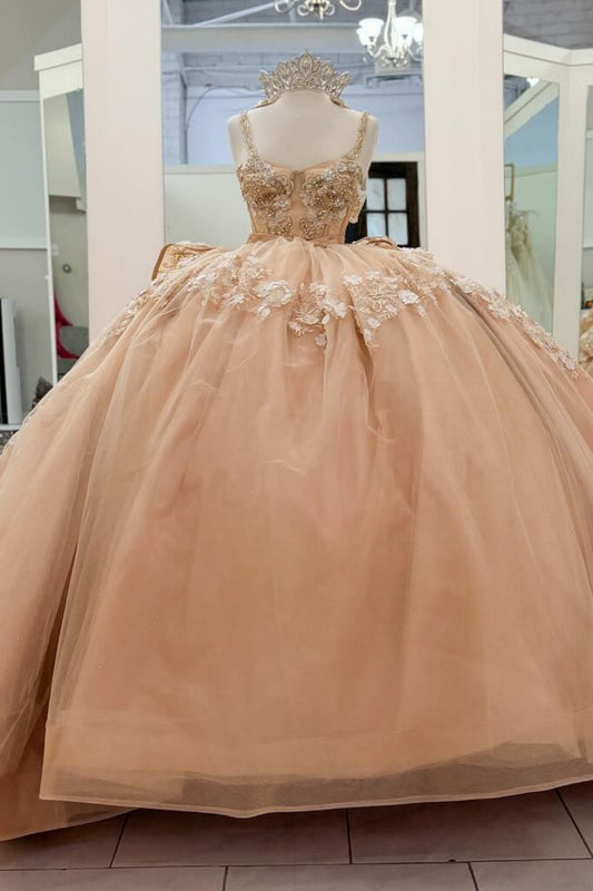 Gorgeous Ball Gown Princess Quinceanera Dresses Sweet 15 Lace Appliqued Party Gowns HE1256