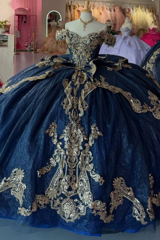 Ball Gown Princess Lace Appliqued Quinceanera Dresses Sweet 16 Birthday Photoshoot Gown HE1306