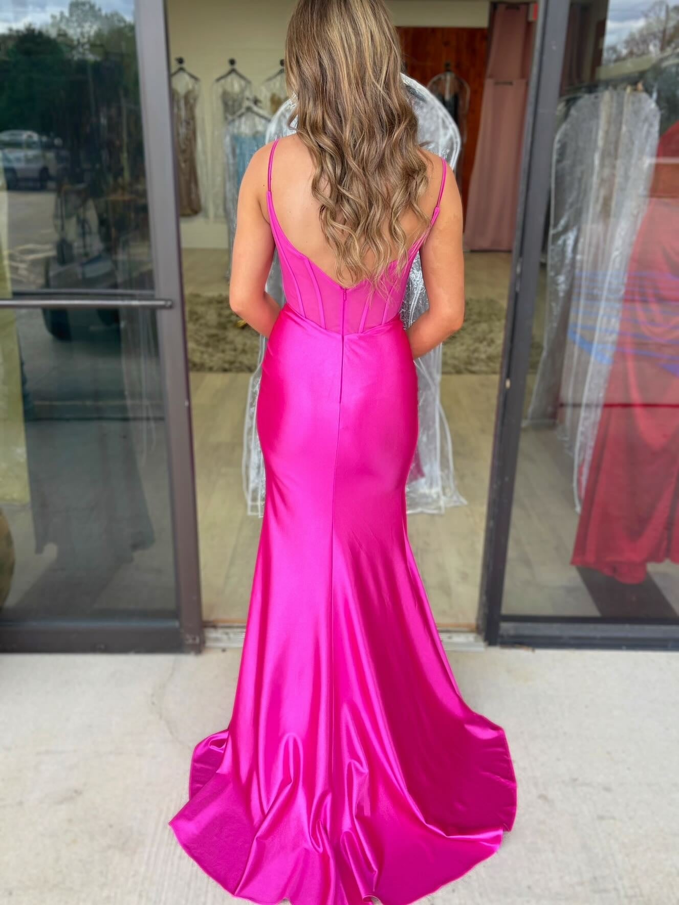 Vestido de noche largo de sirena con un hombro descubierto y lentejuelas brillantes, HE370