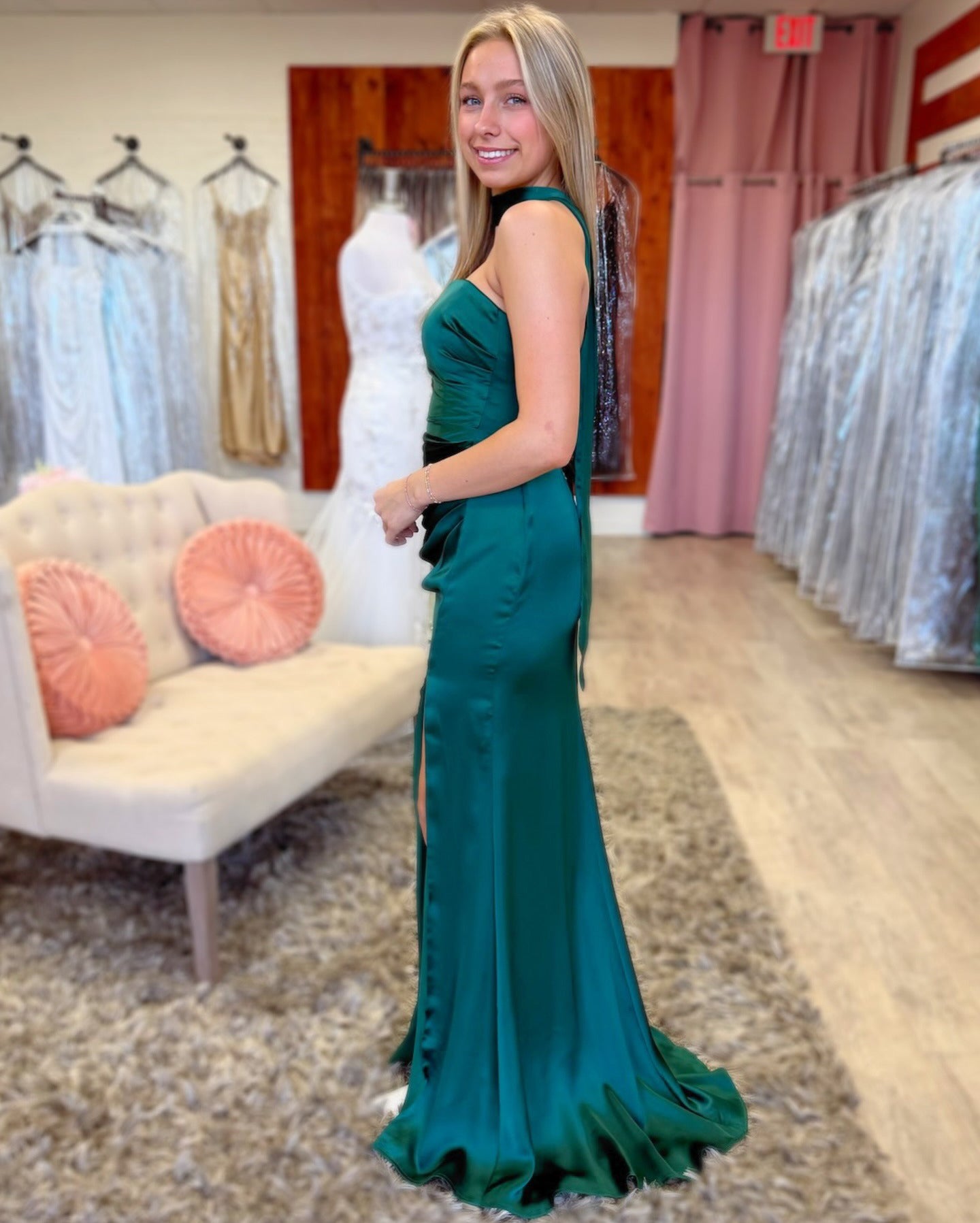 Mermaid Satin Strapless Long Prom Dresses with Slit Sweetheart Party Gowns for Women HE1329