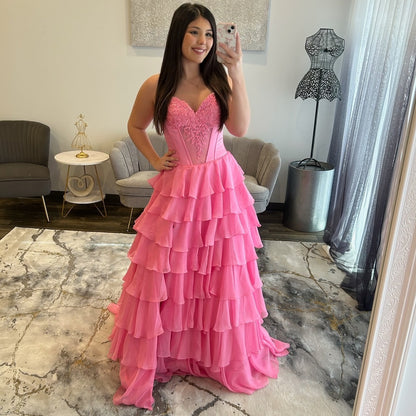 Vestido de noche largo de sirena con un hombro descubierto y lentejuelas brillantes, HE370