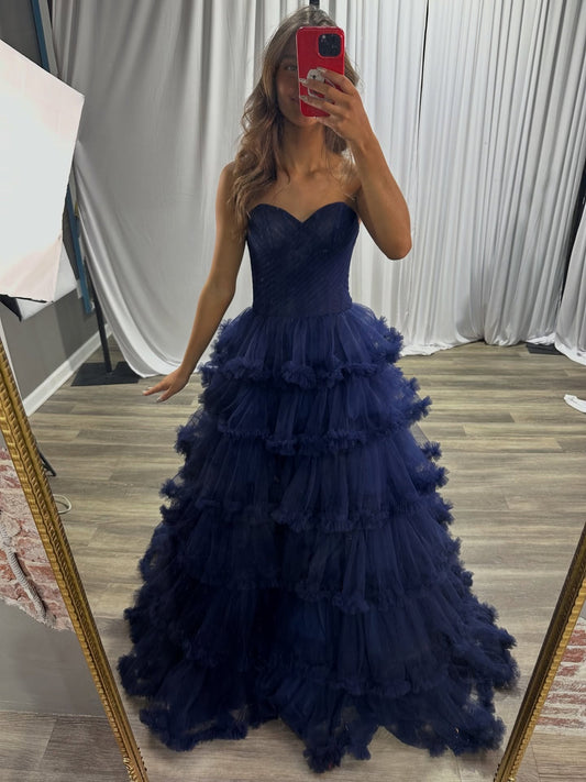 Vestido de noche largo de sirena con un hombro descubierto y lentejuelas brillantes, HE370