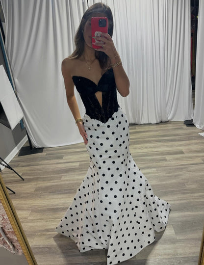 Vestido de noche largo de sirena con un hombro descubierto y lentejuelas brillantes, HE370