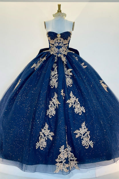 Ball Gown Sweetheart Quinceanera Dresses Tulle Appliqued Sweet 15 Birthday Party Gowns HE1391