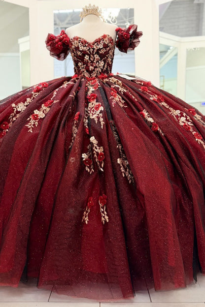 Vestidos de quinceañera con hombros descubiertos, tul princesa, apliques, vestidos de quinceañera HE530