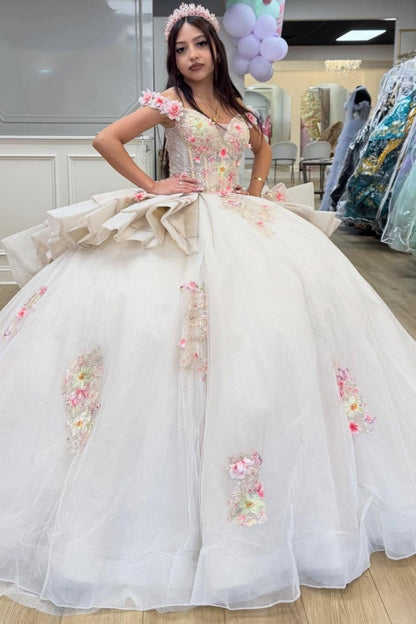 Princess Sweet 15 Quinceanera Dresses Tulle Appliquedd Birthday Party Gowns HE1289