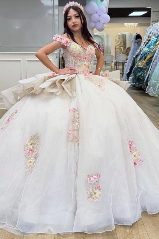Princess Sweet 15 Quinceanera Dresses Tulle Appliquedd Birthday Party Gowns HE1289