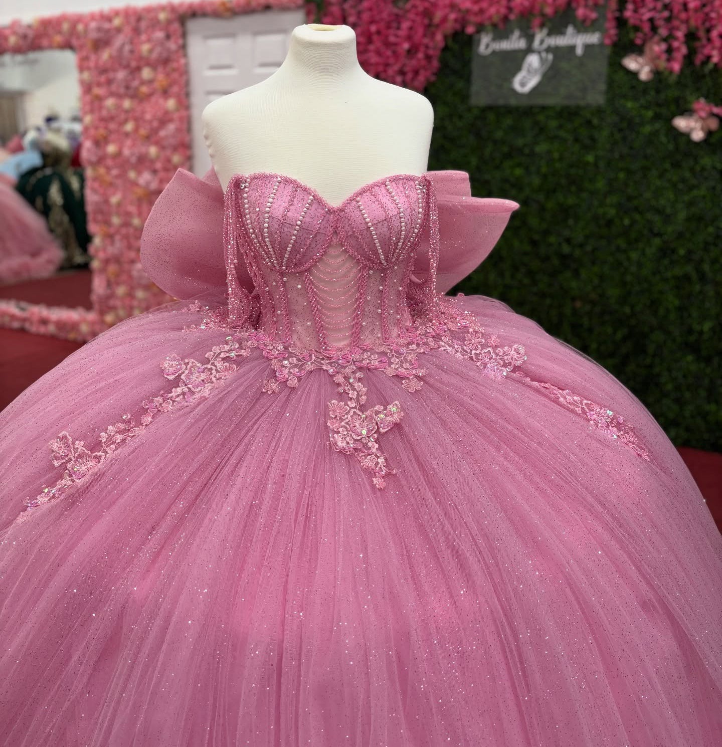 Tulle Ruffled Ball Gown Pink Quinceanera Dresses Gorgeous Sweet 16 Birthday Dress HE1224