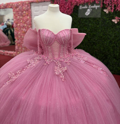 Tulle Ruffled Ball Gown Pink Quinceanera Dresses Gorgeous Sweet 16 Birthday Dress HE1224