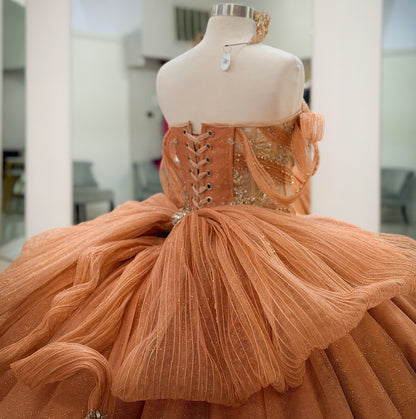 Vestidos de quinceañera con hombros descubiertos, tul princesa, apliques, vestidos de quinceañera HE530