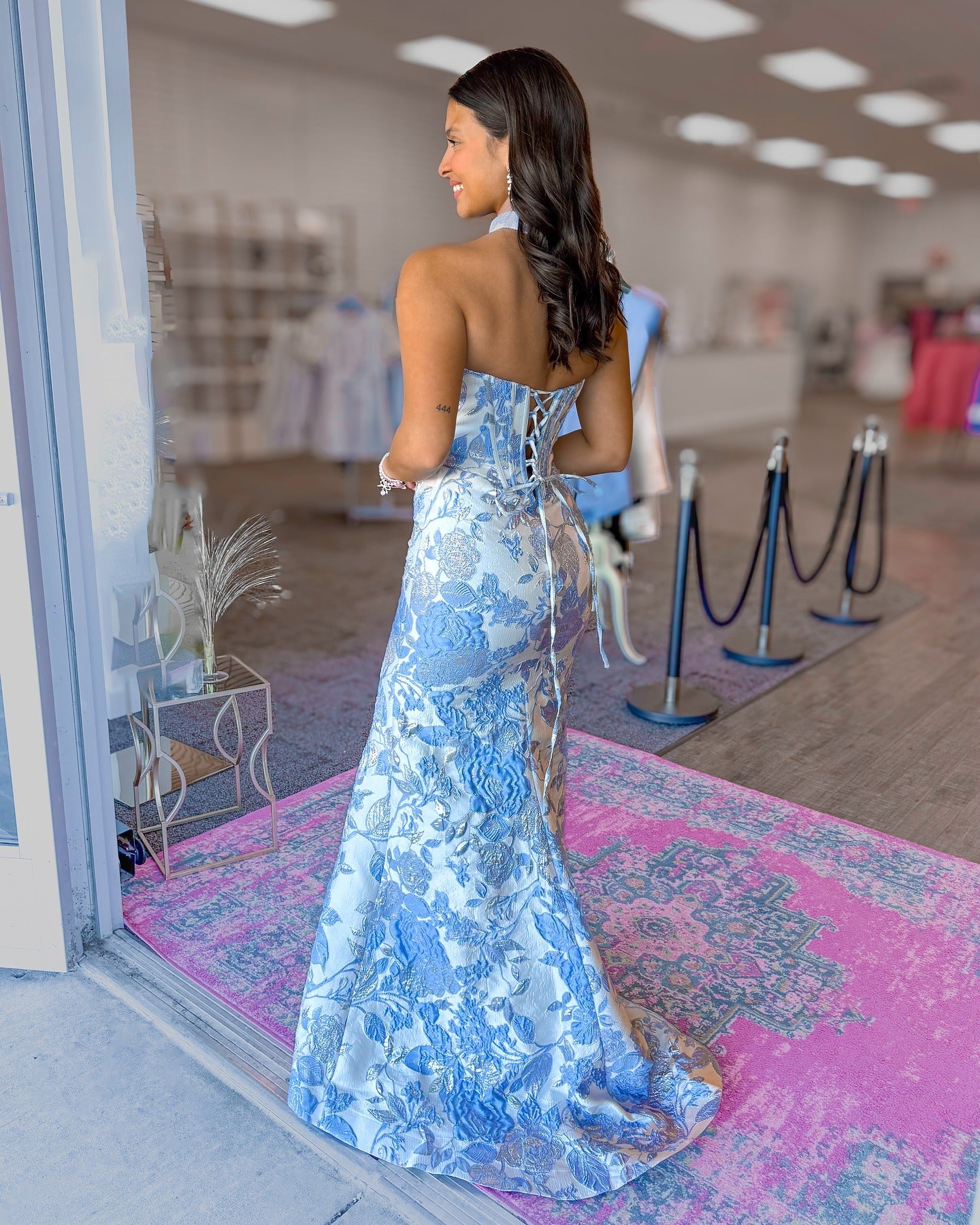 Mermaid Sweetheart Floral Print Prom Dresses Long Satin Corset Party Gowns for Women HE1370