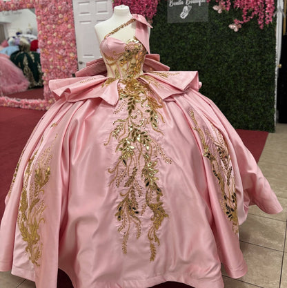 Luxury Satin Crystal Beaded Quinceanera Dresses Sweet 16 Ball Gown Party Dress HE1222