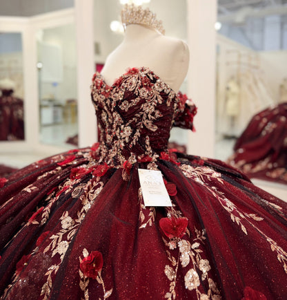 Vestidos de quinceañera con hombros descubiertos, tul princesa, apliques, vestidos de quinceañera HE530