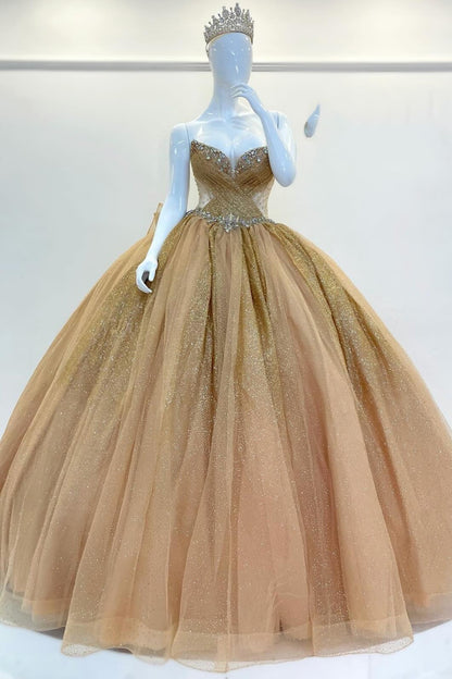 Glittery Tulle Sweet 15 Quinceanera Dresses Princess Ball Gown Birthday Party Gowns HE1383