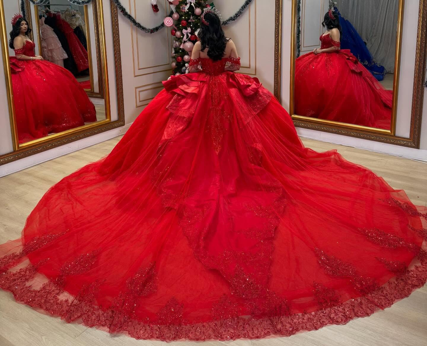 Off Shoulder Princess Red Quinceanera Dresses Ball Gown Sweet 15 Birthday Dress HE1261